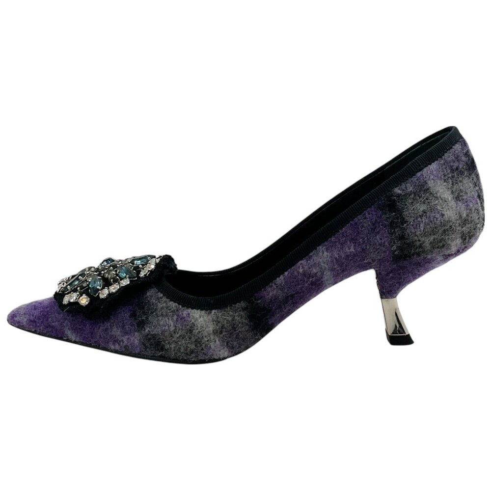 Prada Purple Tweed Pumps with Crystal Embellishment - Picture 3 of 6